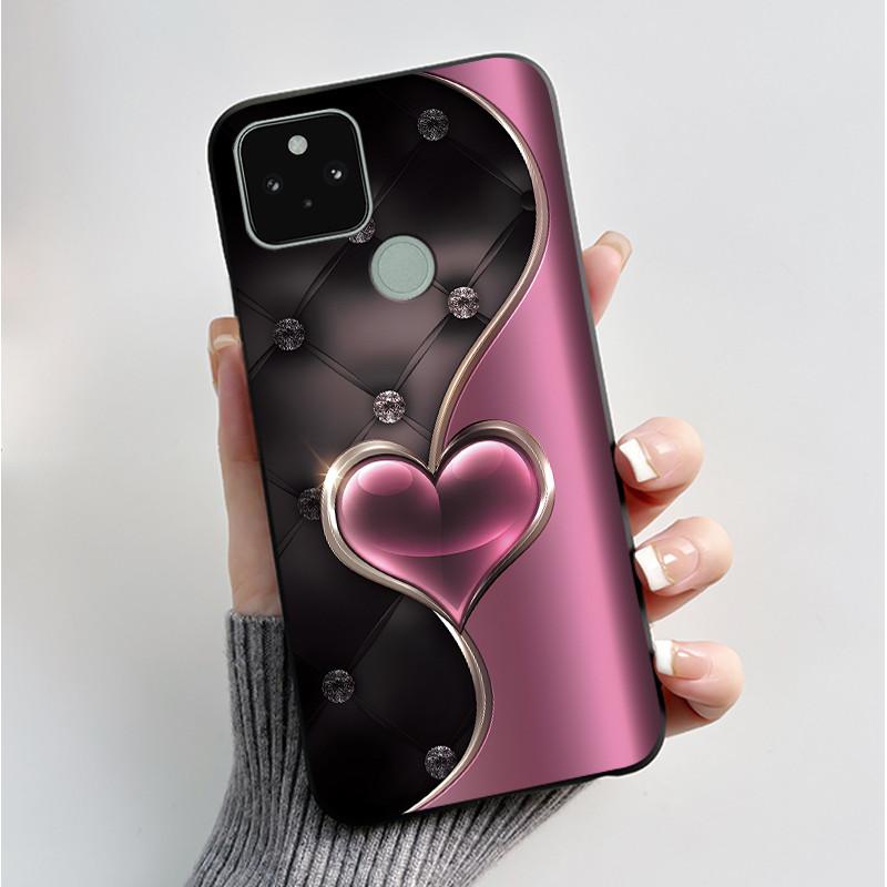 Силиконовый чехол для Google Pixel 5 Pixel 5A Pixel5 Pixel5A Мягкий чехол Роскошная мода Бабочки Цветы Нарисованный Черный чехол для телефона