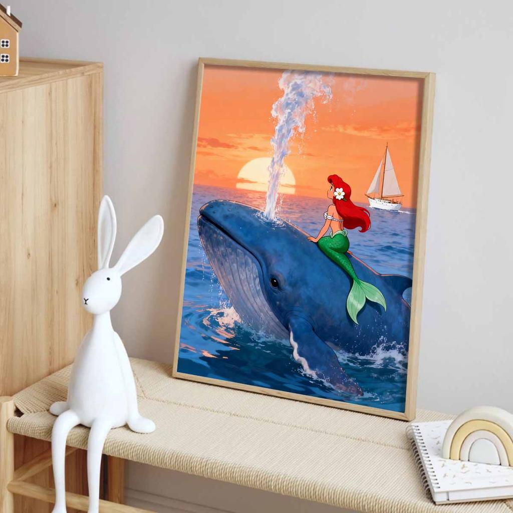 Disney Diamond Art Painting Kit Ariel whale 5D Diamond Painting Dot Art Home Wall Decor