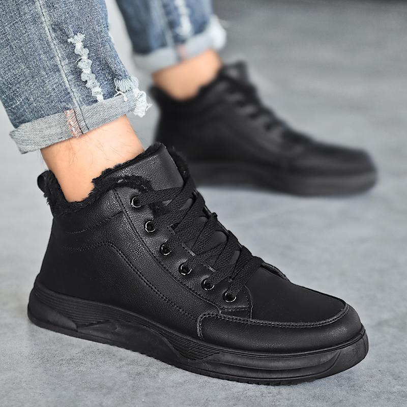 Модные легкие зимние кроссовки мужские теплые меховые высокие туфли унисекс мужские красные повседневные туфли удобные кожаные кроссовки для мужчин