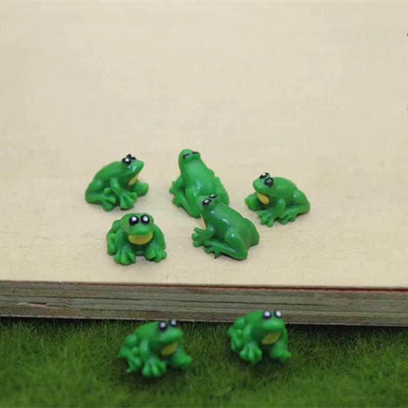 10pcs Mini Frog Figurines Miniatures Garden Decoration Home Resin Little Green Frog 1:12 Doll House Accessories