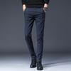 Men's Casual Dress Pants Plaid Mid-waist Office Trousers Solid Color All-match Business Pants