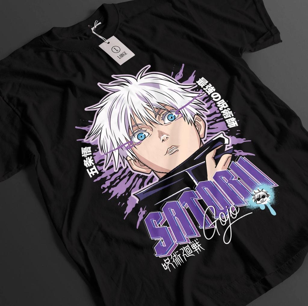 Anime Jujutsu Kaisen Gojo Satoru Unmask Black TShirt Gift For Otaku