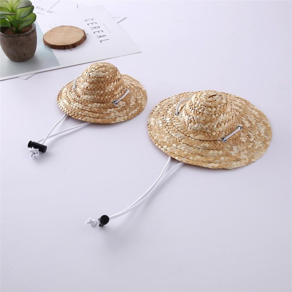 Breathable Dog Cat Straw Hat Lightweight Bamboo Dragonfly Hat Pet Sombrero Hat Photo Prop