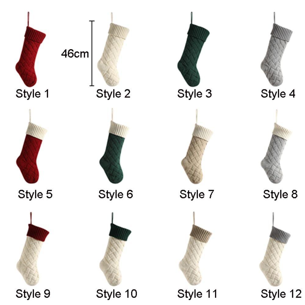 Hanging Knitted Christmas Stocking Large Size Xmas Tree Ornaments Christmas Gift Sock Pendant Worsted Gift Bag Christmas Decor