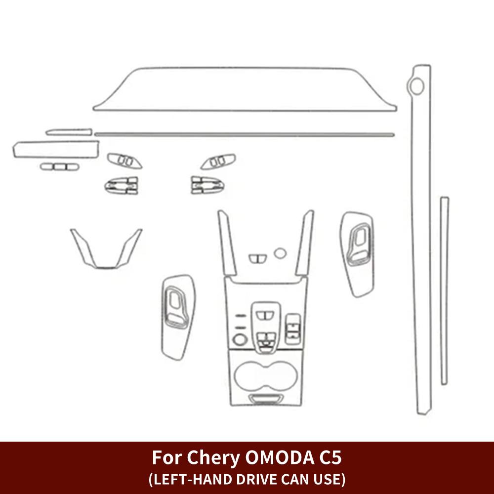 Для Chery OMODA A5/C5 -2024 Антицарапающая пленка для интерьера автомобиля Панель приборов пиано-пластик Центральная консоль рычага переключения передач Прозрачная пленка из ТПУ