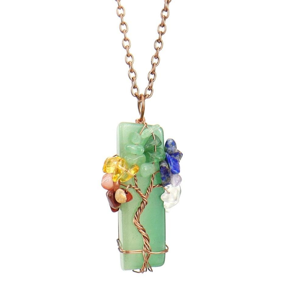 Tree Of Life Design Crystal Tree Of Life Irregular Crystal Crushed Stone Pendant  Gift For Women