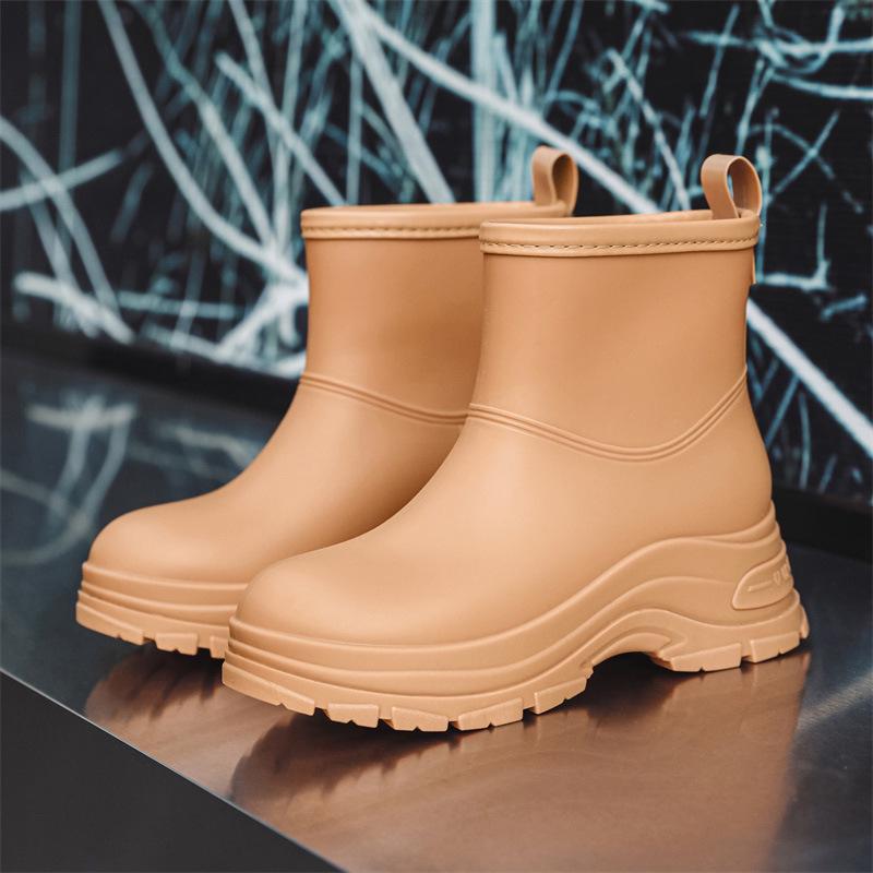 Korean Women's Waterproof, Non-Slip Rain Boots with Warm Cotton Lining & Thick Soles for Outdoor Camping