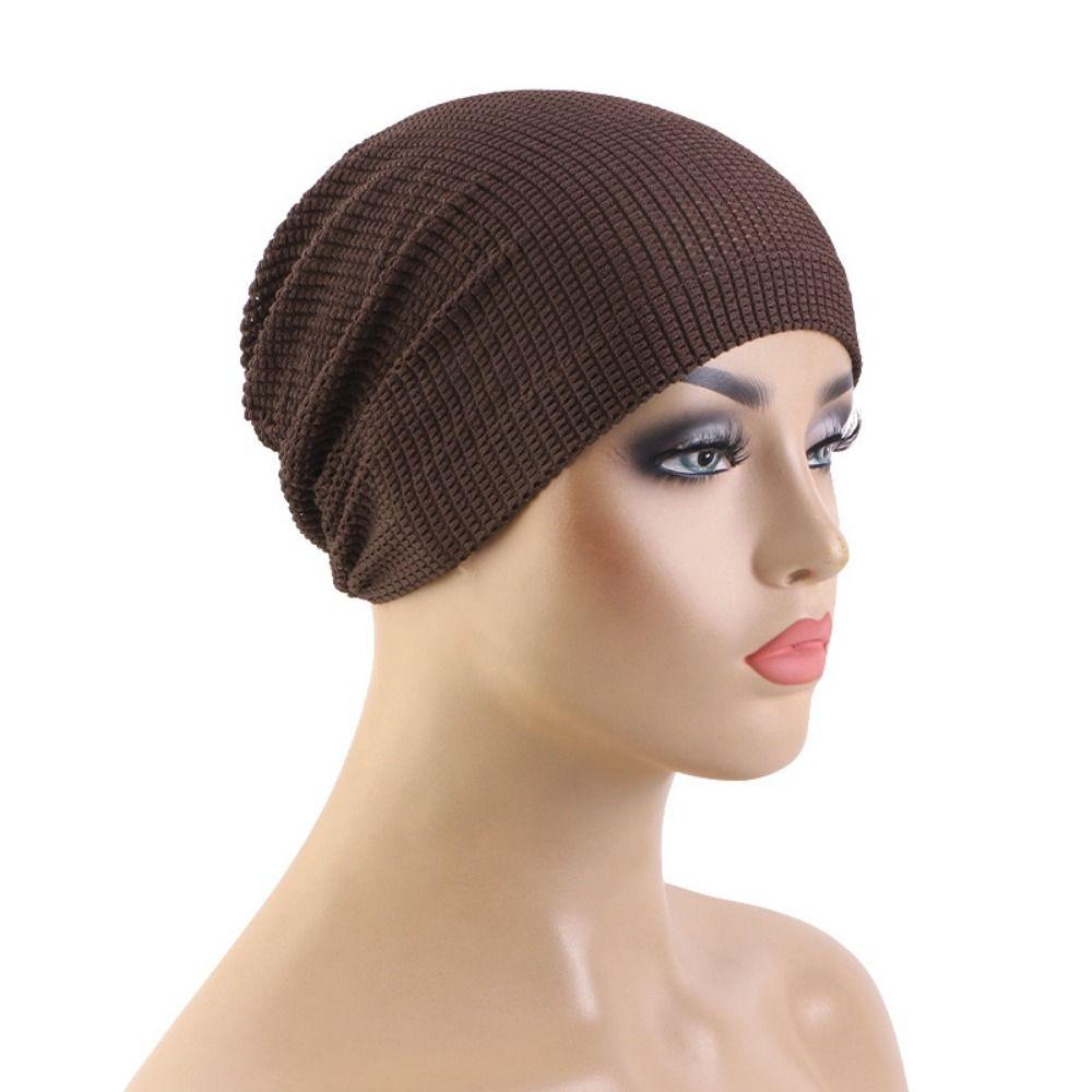 Elastic Hood Solid Color Postpartum Hat Comfortable Crinkle Hijab Turban Summer