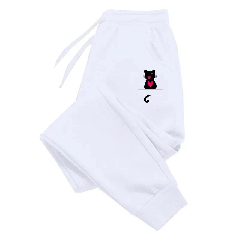 Женские спортивные штаны с милым принтом кота, повседневные повседневные спортивные брюки, спортивные штаны для бега, горячая распродажа, универсальные летние уличные брюки