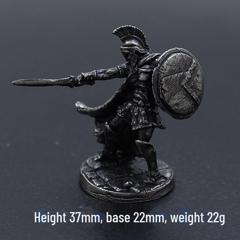 White Copper Spartan Shogun Warrior Chess Piece Ornament – Retro Soldier Toy Gift for Boys