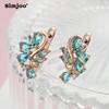 SIMJOO Fashionable Zircon Earrings Simple Blue Zircon Earrings for Women