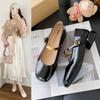 Платформа Кожа Женская Обувь Женская Повседневная Оксфорды Лоферы Квадратный Каблук Дамские Металлическая Цепь Обувь Лолита Мэри Джейн Женские Мокасины