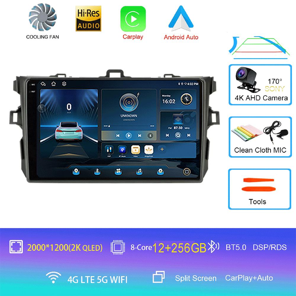 Android 14 Carplay 2din Car Radio For Toyota Corolla E140/150 2007 - 2013 4G GPS Multimedia video Player Stereo WIFI+4G