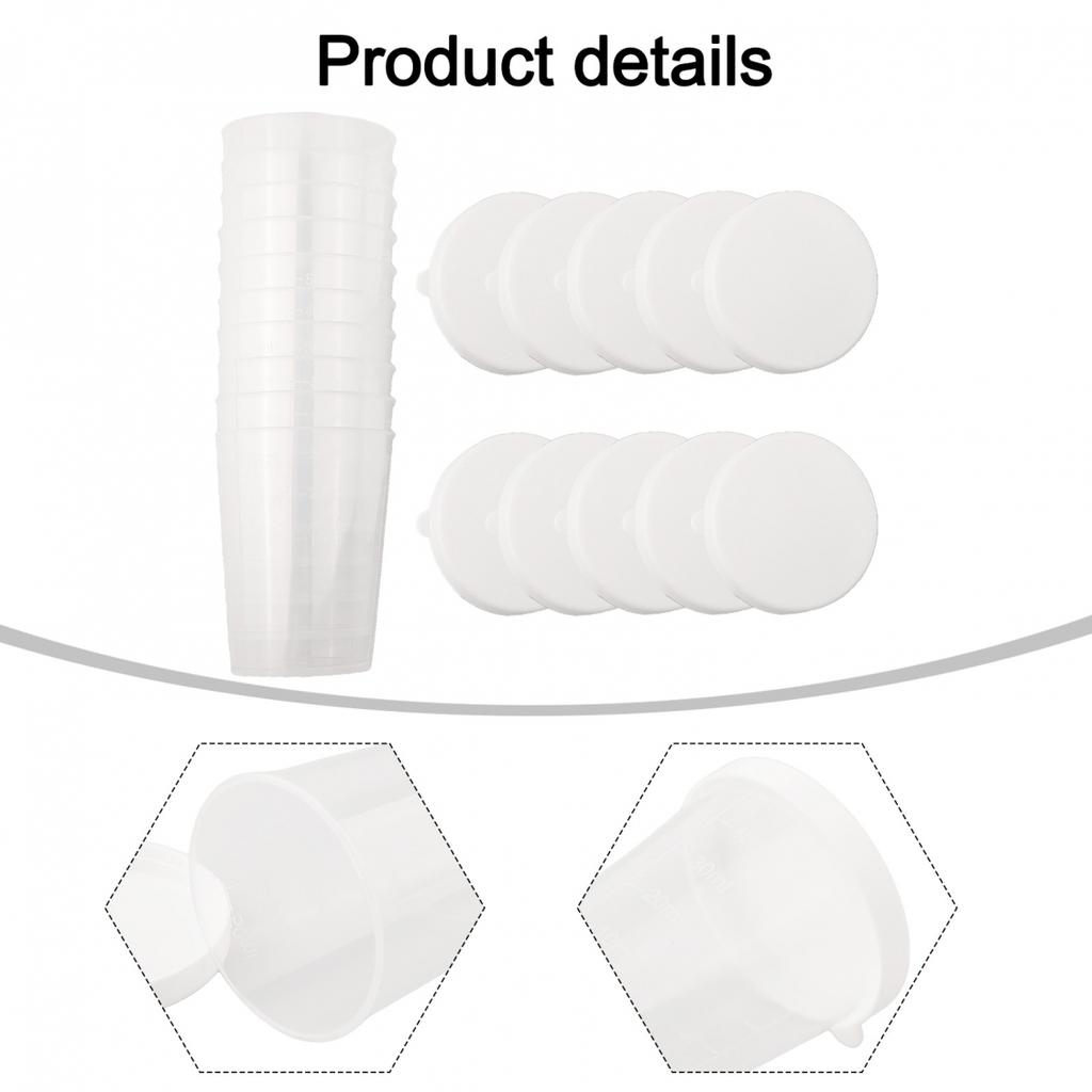 Measuring Cups Transparent With White Lids Cap 10pcs Container