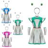3Pcs Kids Girls Halloween Alien Cosplay Costume Outer Space Cutie Dress with Arm Sleeve and Hair Hoop Accessories