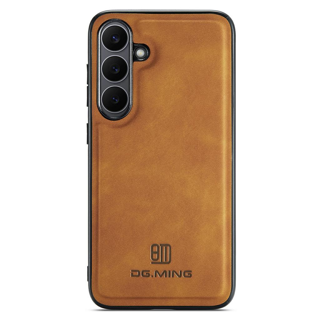 DG.MING Чехол для Samsung Galaxy S25 FE, гибридный чехол-оболочка для телефона из ПК+ТПУ, покрытый ПУ-кожей
