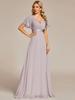 Ever-Pretty Women's Double V-Neck Empire Waist  Floor Length Chiffon Evening Dresses with Short Flutter Sleeves