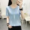 Ice Silk Short-sleeved T-shirt Women's Loose and Thin Summer Top Large Size Thin Bottoming Knitted Sweater