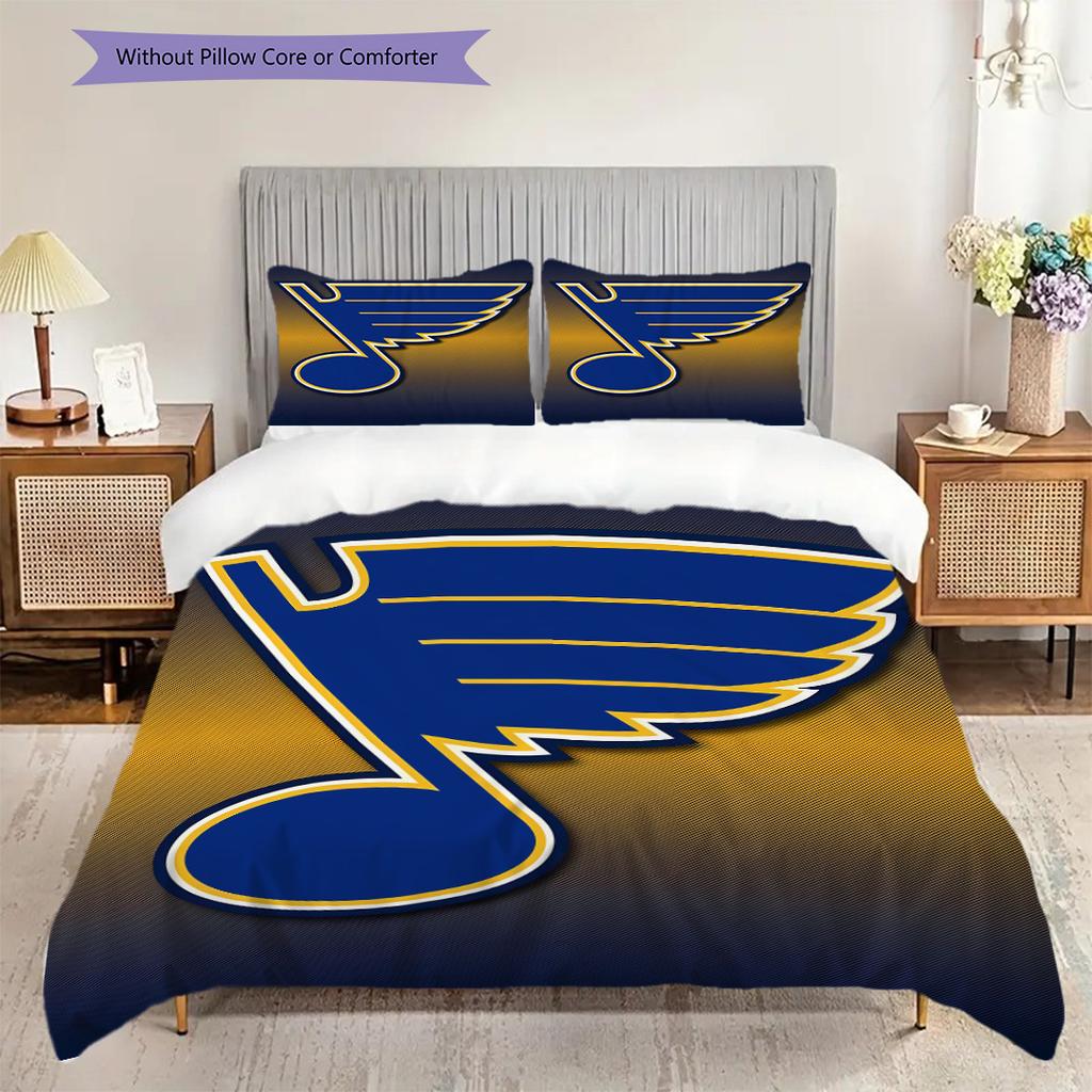 St. Louis Blues Pattern Bedding Quilt Set Quilt Cover Pillowcase Home Decoration Birthday Gift (1 * duvet cover + 2 * pillowcase, without core)