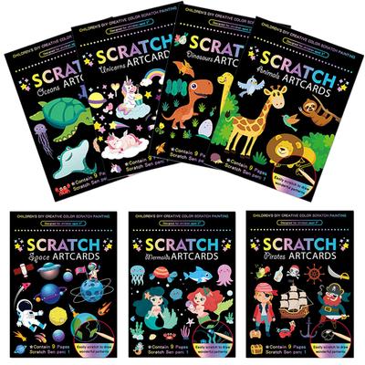 Мультфильм Царапины Рисование Детские Игрушки Искусство Креативность Сделай Сам Граффити Принадлежности Ослепительный Цвет Царапины Раскраска TMZ