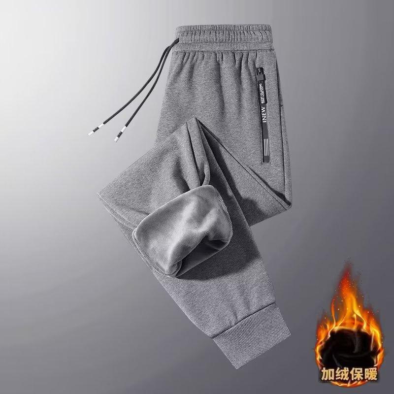 Мужские спортивные штаны осень и зима новые флисовые утолщенные большого размера на молнии повседневные брюки