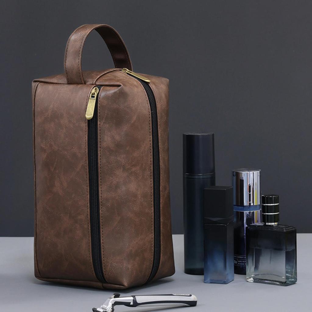 Мужской кожаный дорожный деловой несессер для бритья и косметики, сумка для хранения, портативная косметичка, органайзер большой вместимости, ручные туалетные наборы