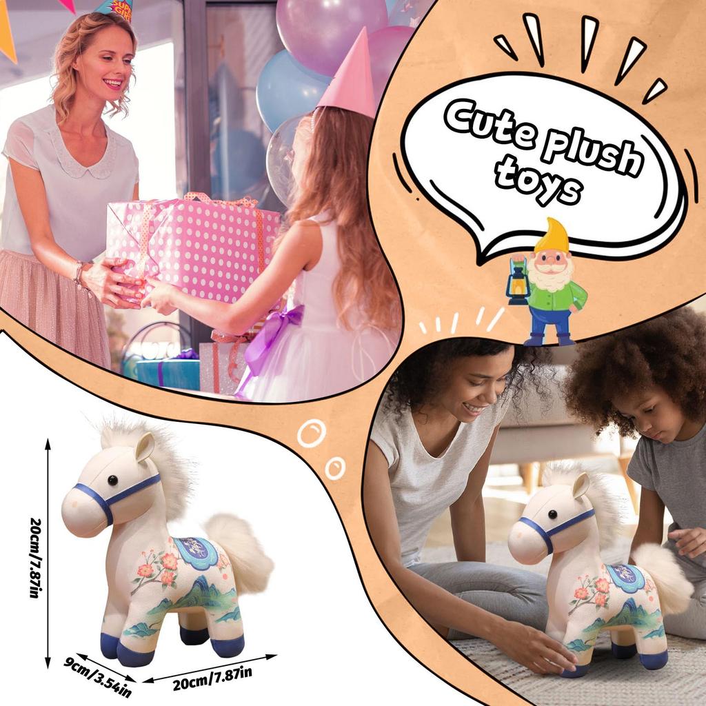 20cm Plush Horse Stuffed Doll, Soft Fabric And Portable Design, Men Women Kids Backpack Purse Car Home Table Birthday Party Decoration