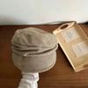 Womens Japanese Retro Flat Top Folded Newsboy Cap Winter Round Brim Hat