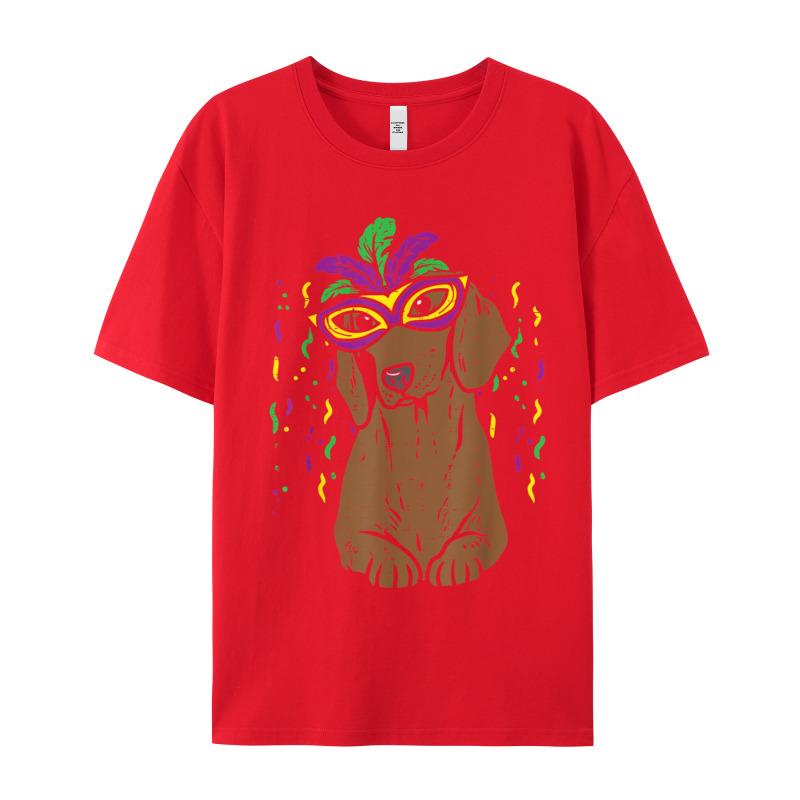 Mardi Gras Dachshund Carnival Wiener Summer Pure Cotton Round Neck Tops Tees Short Sleeve Letter Tee Shirts Classic Tshirts