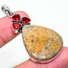 Leopard Skin, Garnet Handmade 925 Sterling Silver Pendant 2.21" N3m78