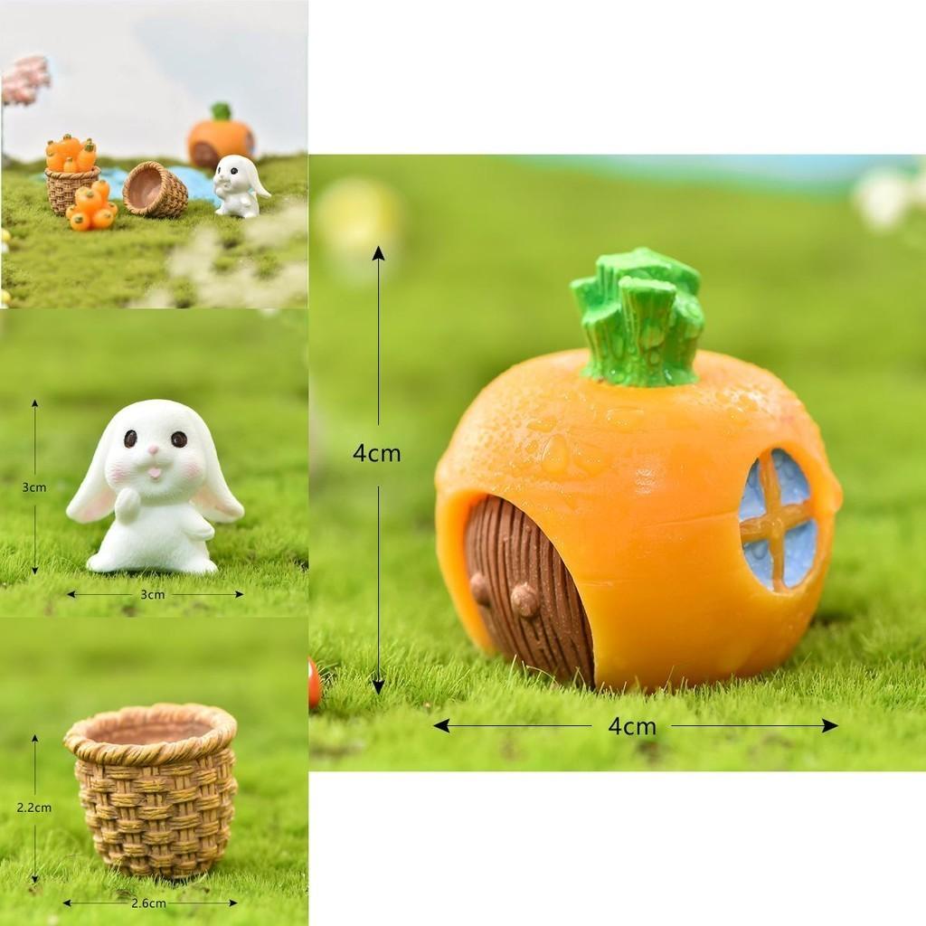 Реалистичный кролик ест морковку DIY фигурка из смолы для украшения миниатюрных цветочных горшков
