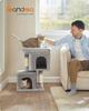 Feandrea Low Cat Scratching Post with House and Large Platform, Light Gray + Ball