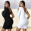 OS6768 European & American Women's One-Shoulder Sexy Diamond Dress