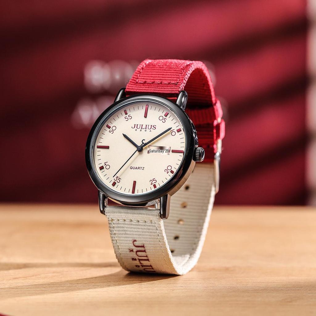 JULIUS Julishi JA-1563: Водонепроницаемые кварцевые наручные часы с новым нейлоновым ремешком