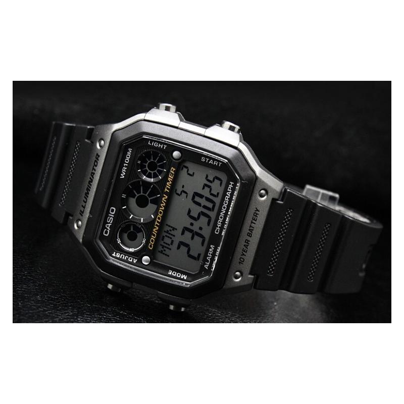Casio Серия STANDARD Классические Ретро Маленькие Квадратные Десять Лет Электрические Водонепроницаемые Кварцевый Механизм Ремешок из Смолы Японские и Корейские Часы AE-1300WH-8A