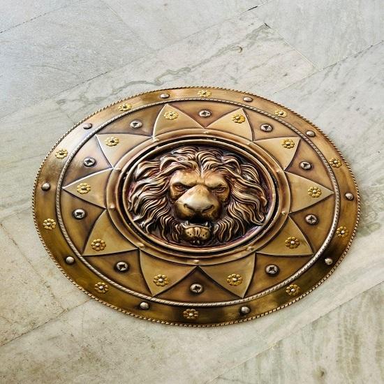 Handmade Medieval Lion Shield: Bronze Finish Wall Decor, Cosplay