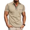 Summer European And American Men's Short Sleeved Men's Lapel T-shirt Color Blocking Top