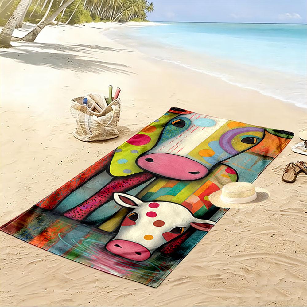 Colorful Cow Art Towel A must-have beach towel for beach travel