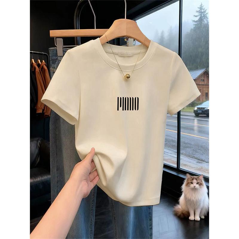 Summer new pure cotton white short-sleeved T-shirt women's shoulder thin simple versatile temperament bottoming shirt top