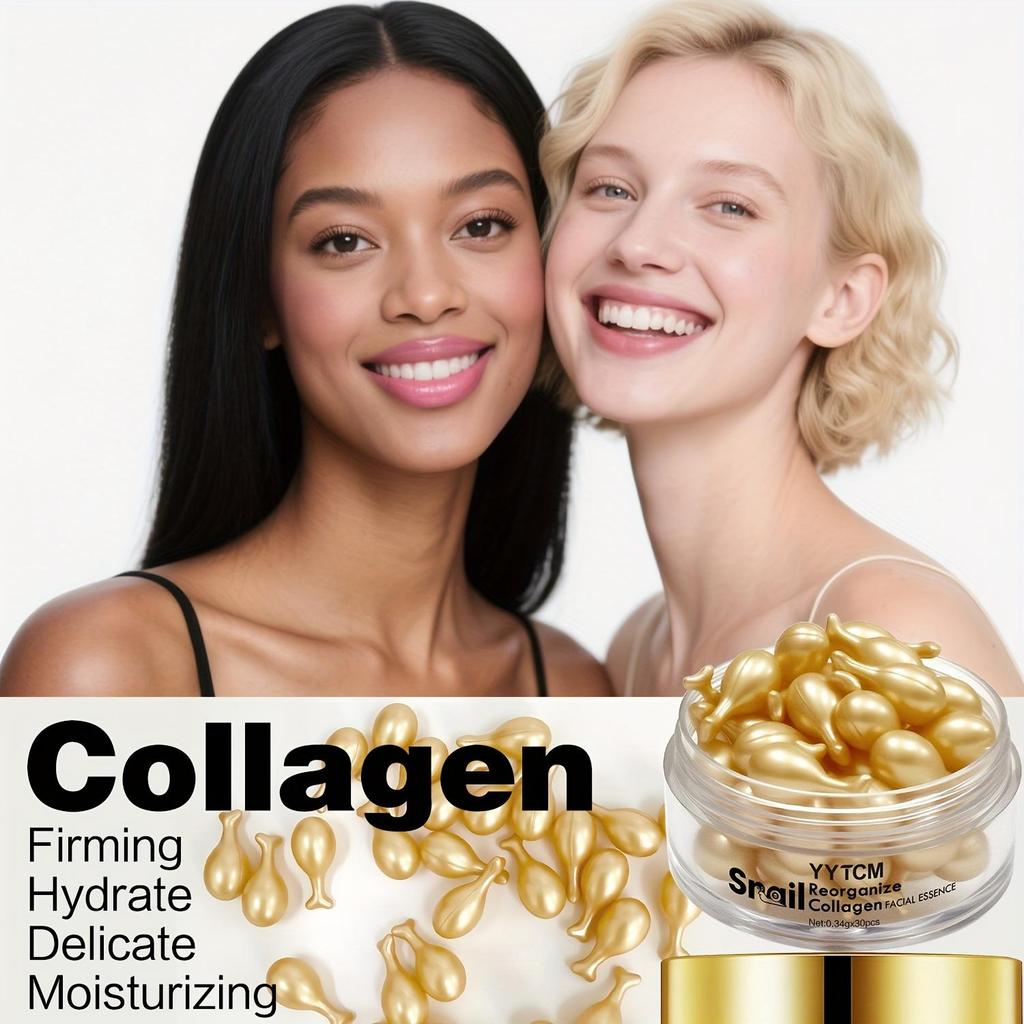 Snail recombinant collagen essence capsule, moisturizing and moisturizing essence liquid, (0.34gx30 capsules)/bottle -1 bottle