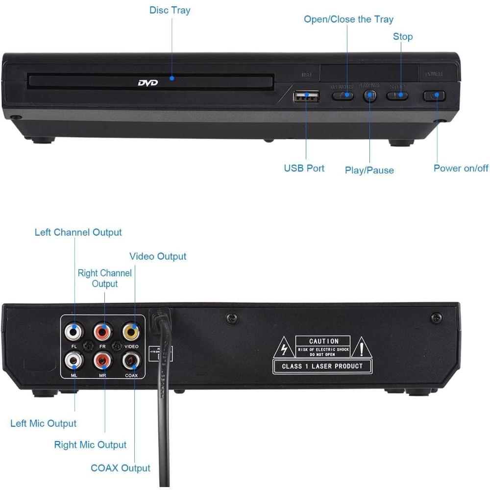 DVD player for TV with HDMI interface; CD player with USB interface, supports all regions; simple DVD player.