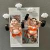 2pcs Halloween, Christmas 3D Fridge Magnets, Creative Weightlifting Sport Design , Thick  Smooth Resin Kitchen Decor