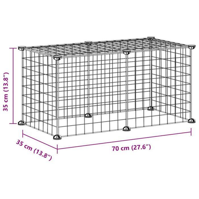 3114049 vidaXL Pet Cage 8 Panels Black 35x35 Cm Steel