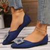 Women's Shoes High Quality Solid Color Pointed Toe Shallow Mouth Lightweight Comfortable Rhinestone Decorated Women's Flat Shoes
