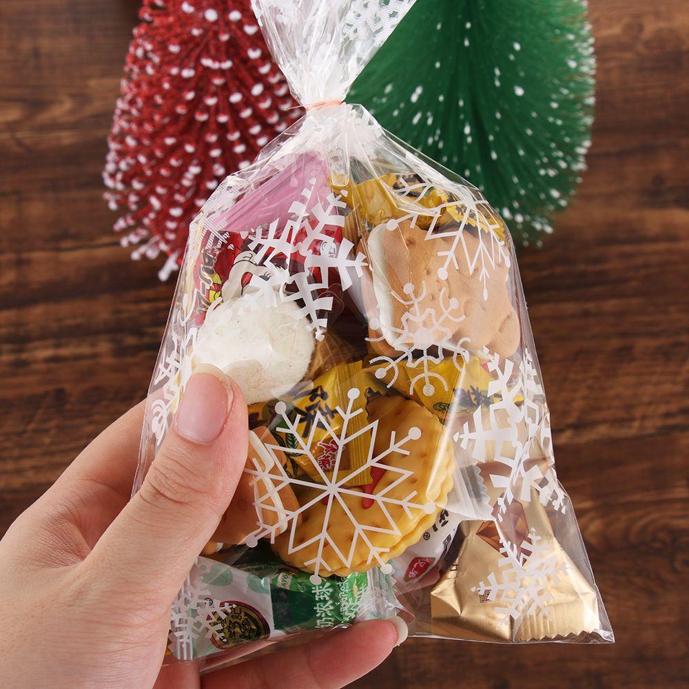 Xmas Favor Gift Transparent Christmas Candy Bags Cellophane Baking Packaging Cookies Storage