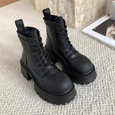 Женские ботинки Мартина 2025 новая осень универсальные ретро британский стиль короткие ботинки на толстой подошве на высоком каблуке