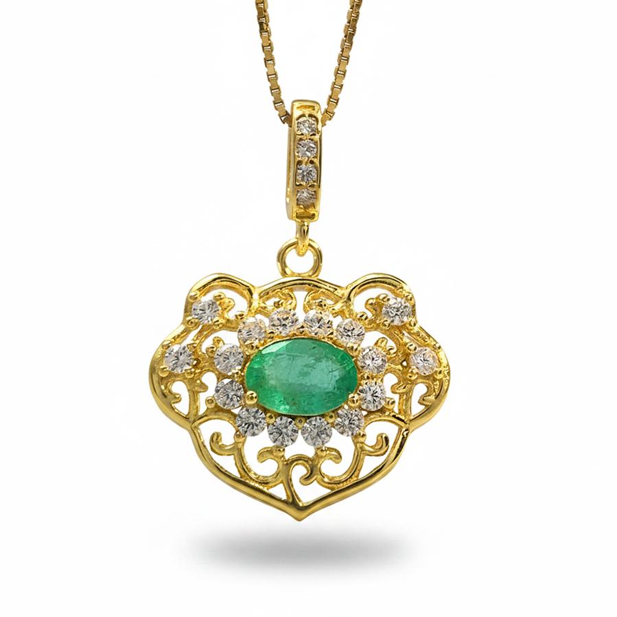 Natural Emerald Pendant Necklace in 925 Sterling Silver for Women May Birthstone Fine Jewelry