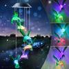 Christmas Solar Wind Chime Crystal Ball Hummingbird Wind Chime Lamp Waterproof Outdoor Use for Courtyard Garden Yard Decoration