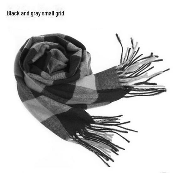 Зимний мужской и женский толстый клетчатый шарф из искусственного кашемира