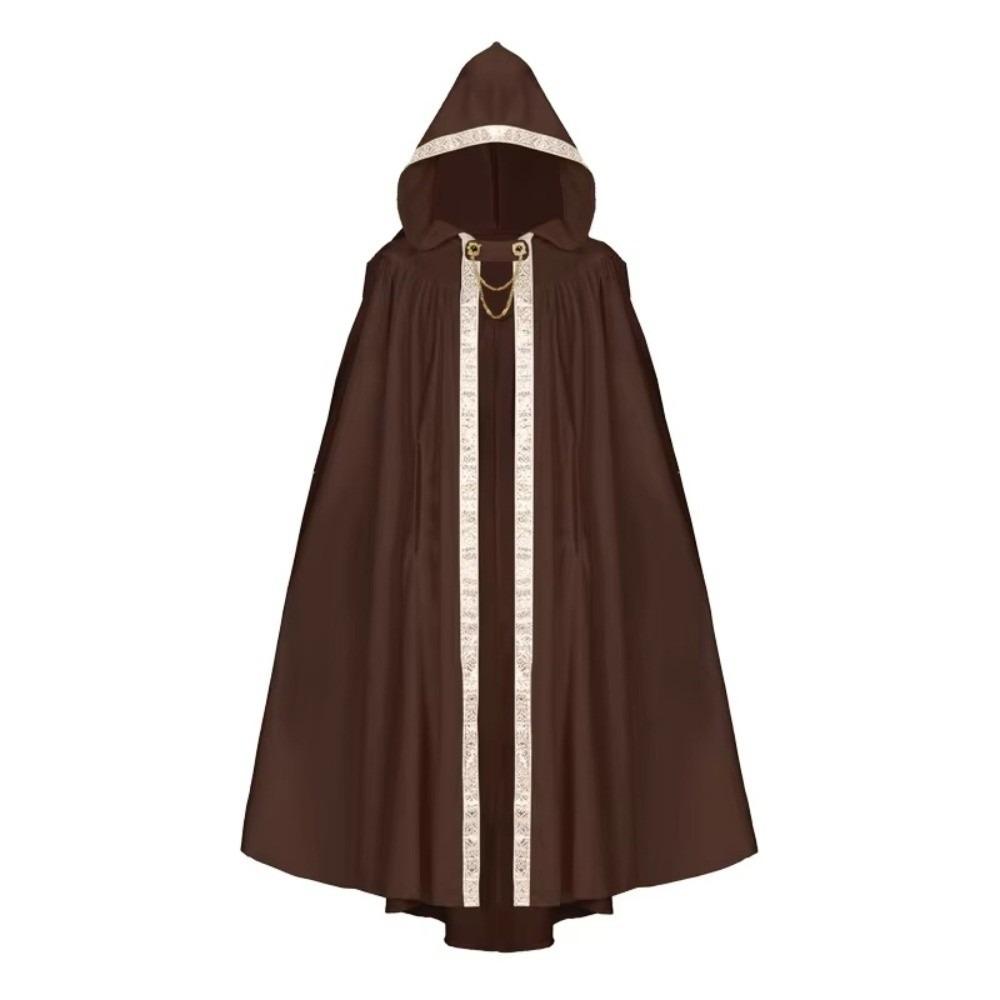 Pastoral Ribbon Edge Medieval Cloak Fantasy Hooded Cape Warrior Cloak Halloween Cloak Adult